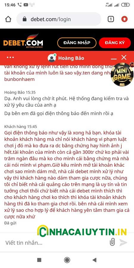 Phốt nhà cái Debet